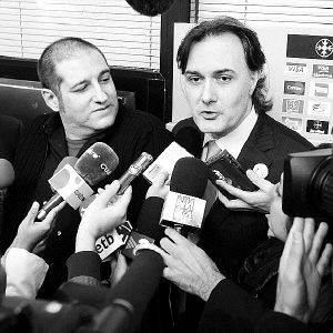 Los humoristas de 'El Jueves', tras el juicio. / REUTERS/