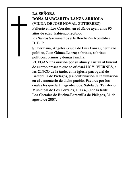 DOÑA MARGARITA LANZA ARRIOLA