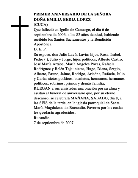 DOÑA EMILIA BEDIA LOPEZ