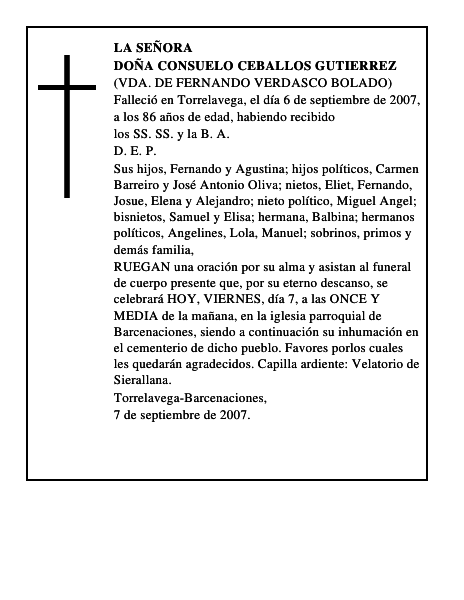 DOÑA CONSUELO CEBALLOS GUTIERREZ