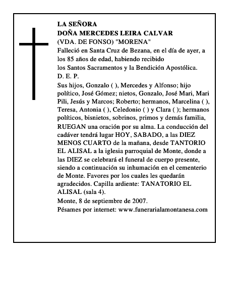 DOÑA MERCEDES LEIRA CALVAR