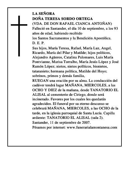 DOÑA TERESA SORDO ORTEGA