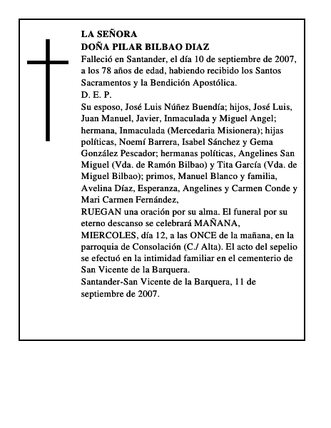 DOÑA PILAR BILBAO DIAZ