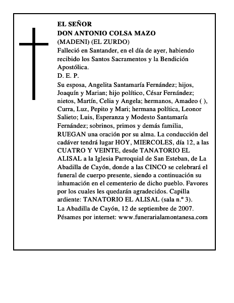 DON ANTONIO COLSA MAZO
