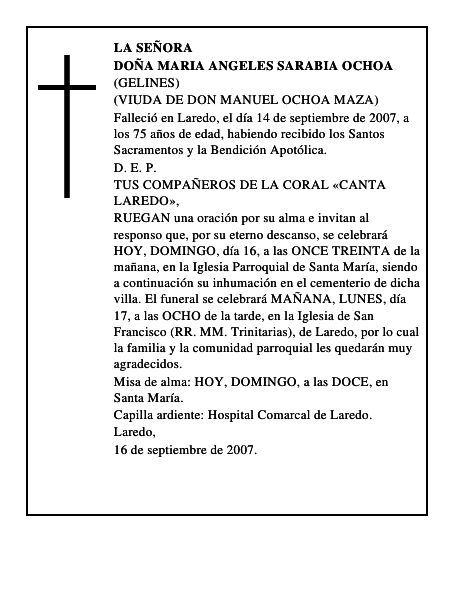 DOÑA MARIA ANGELES SARABIA OCHOA