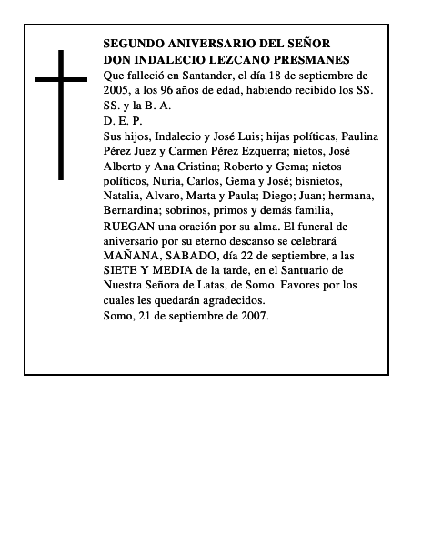 DON INDALECIO LEZCANO PRESMANES