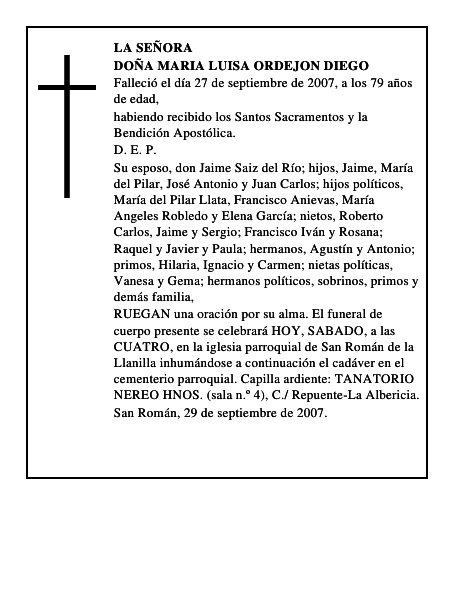 DOÑA MARIA LUISA ORDEJON DIEGO