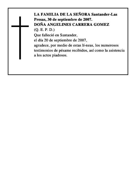 DOÑA ANGELINES CARRERA GOMEZ