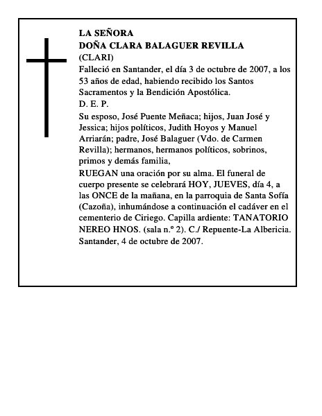 DOÑA CLARA BALAGUER REVILLA