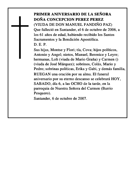 DOÑA CONCEPCION PEREZ PEREZ