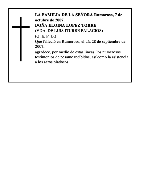 DOÑA ELOINA LOPEZ TORRE