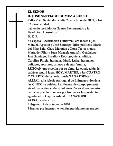 D. JOSE SANTIAGO GOMEZ ALONSO