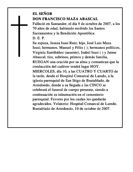 DON FRANCISCO MAZA ABASCAL