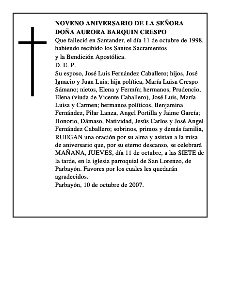 DOÑA AURORA BARQUIN CRESPO