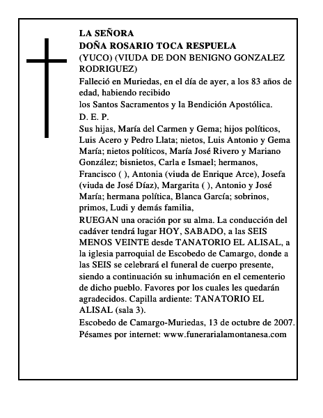 DOÑA ROSARIO TOCA RESPUELA