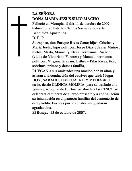 DOÑA MARIA JESUS SILIO MACHO