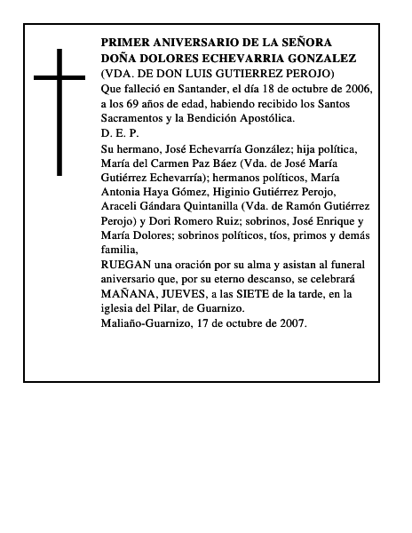 DOÑA DOLORES ECHEVARRIA GONZALEZ