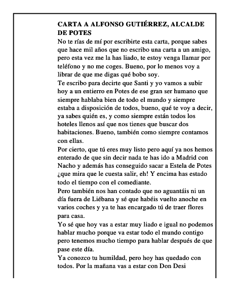 Carta a Alfonso Gutiérrez, alcalde de Potes