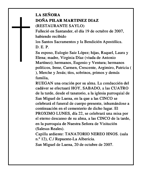 DOÑA PILAR MARTINEZ DIAZ