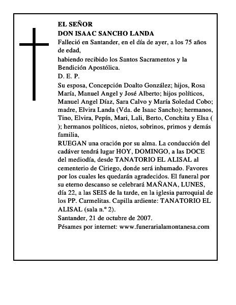 DON ISAAC SANCHO LANDA