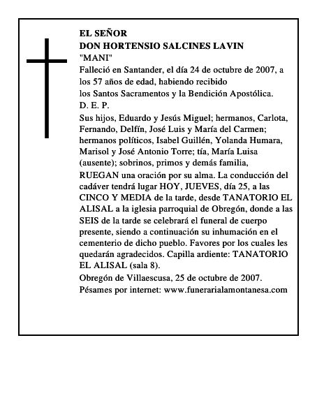 DON HORTENSIO SALCINES LAVIN