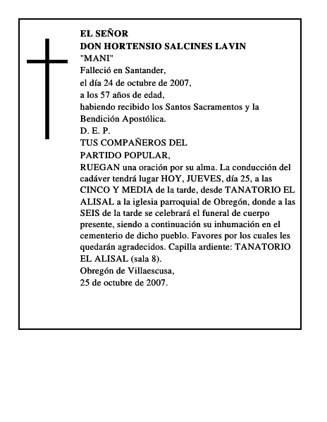 DON HORTENSIO SALCINES LAVIN