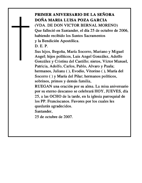 DOÑA MARIA LUISA POZA GARCIA