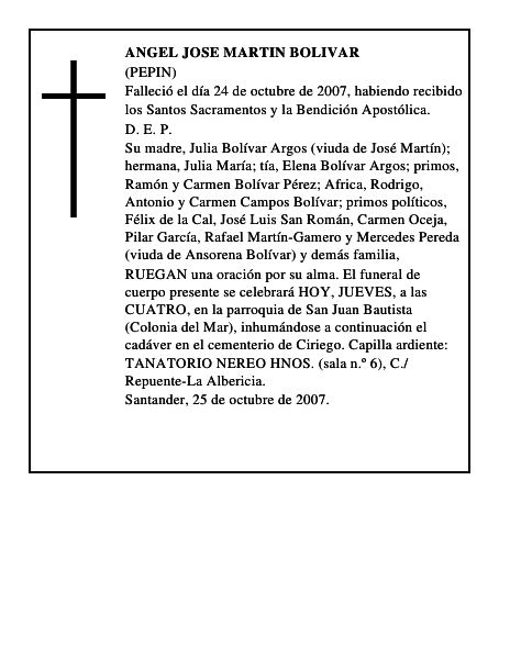 ANGEL JOSE MARTIN BOLIVAR