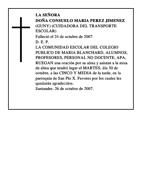 DOÑA CONSUELO MARIA PEREZ JIMENEZ