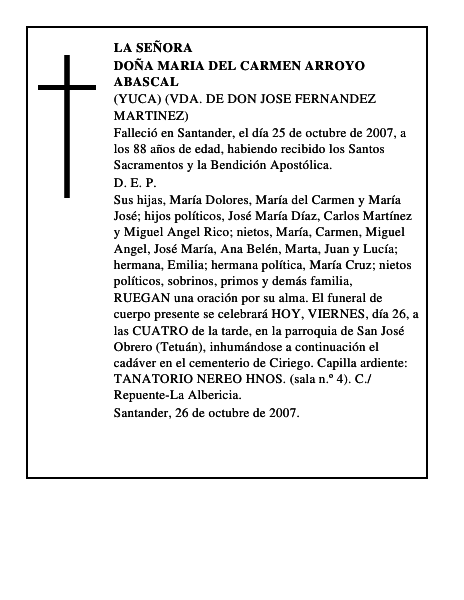 DOÑA MARIA DEL CARMEN ARROYO ABASCAL