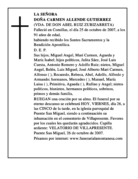 DOÑA CARMEN ALLENDE GUTIERREZ