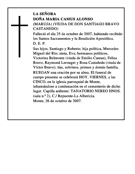DOÑA MARIA CAMUS ALONSO