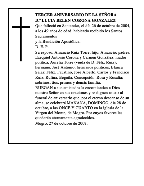 D.ª LUCIA BELEN CORONA GONZALEZ