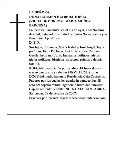 DOÑA CARMEN IGAREDA MIERA