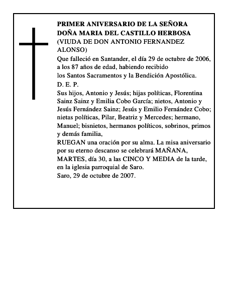 DOÑA MARIA DEL CASTILLO HERBOSA