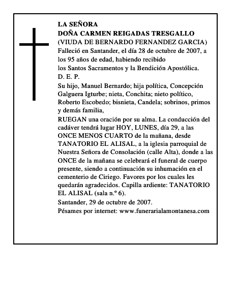DOÑA CARMEN REIGADAS TRESGALLO