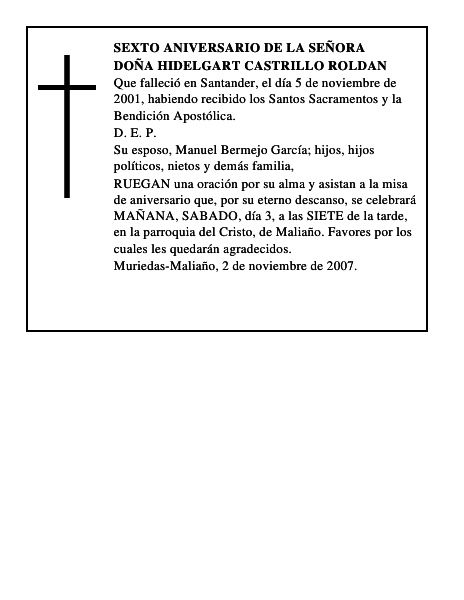 DOÑA HIDELGART CASTRILLO ROLDAN