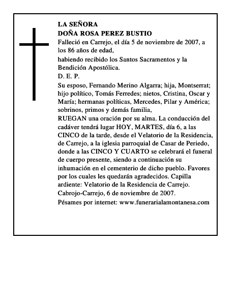 DOÑA ROSA PEREZ BUSTIO