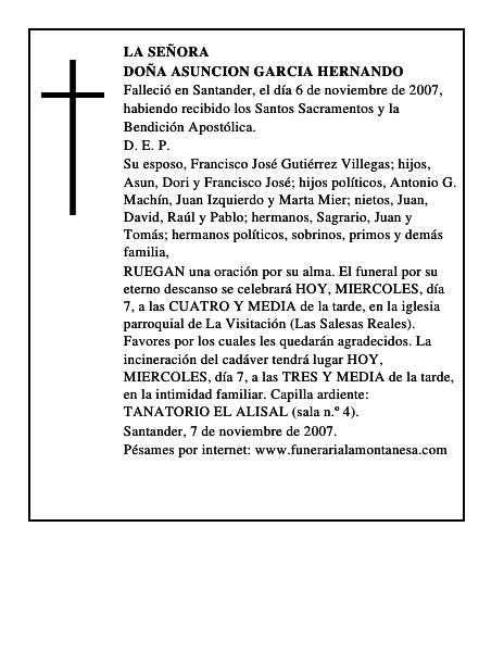 DOÑA ASUNCION GARCIA HERNANDO