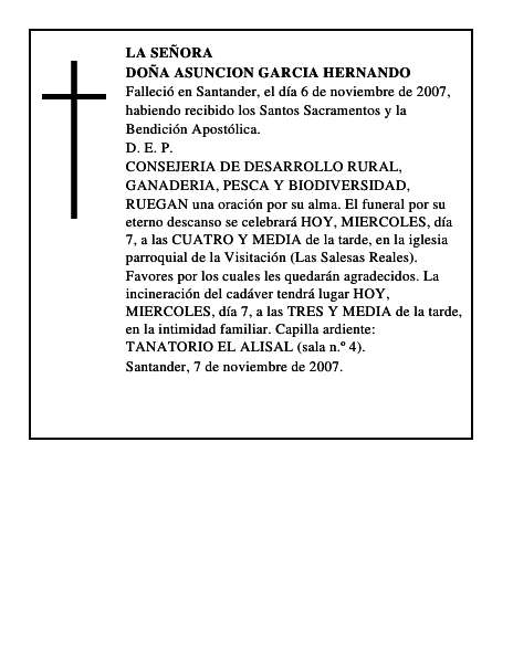 DOÑA ASUNCION GARCIA HERNANDO