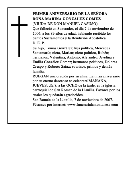 DOÑA MARINA GONZALEZ GOMEZ