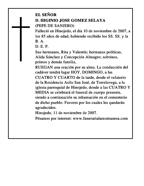 D. HIGINIO JOSE GOMEZ SELAYA