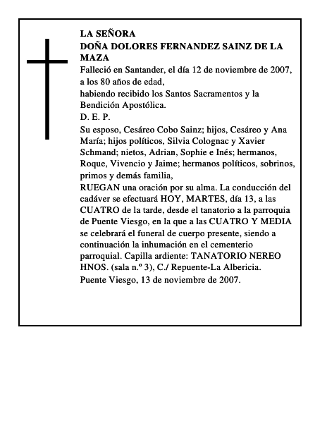 DOÑA DOLORES FERNANDEZ SAINZ DE LA MAZA