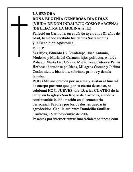 DOÑA EUGENIA GENEROSA DIAZ DIAZ