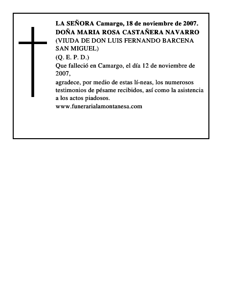 DOÑA MARIA ROSA CASTAÑERA NAVARRO