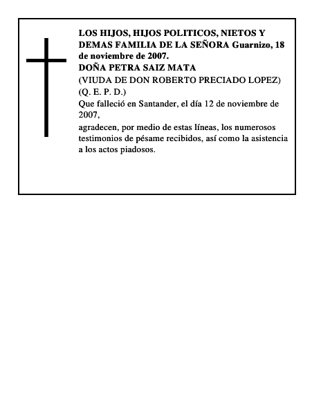 DOÑA PETRA SAIZ MATA