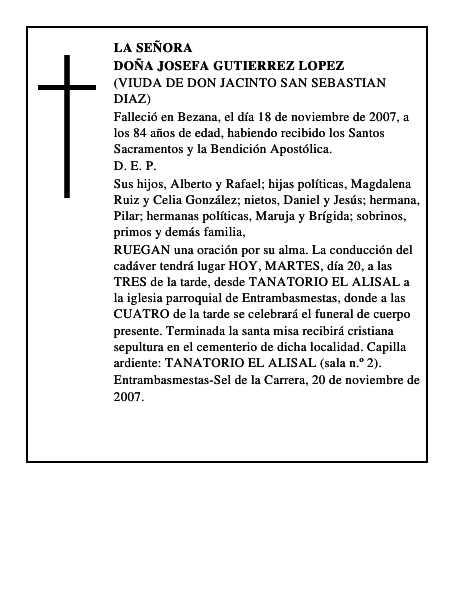 DOÑA JOSEFA GUTIERREZ LOPEZ