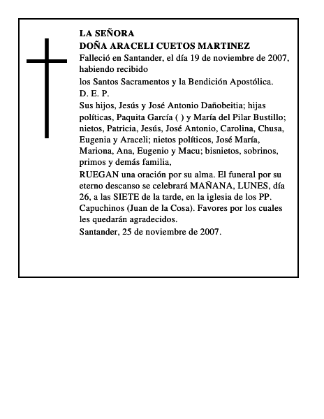 DOÑA ARACELI CUETOS MARTINEZ
