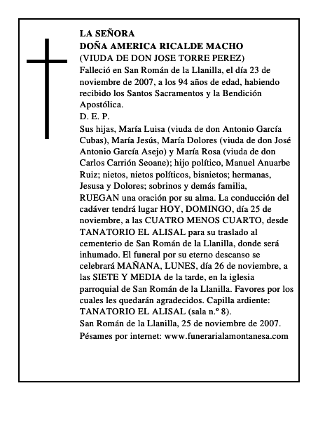 DOÑA AMERICA RICALDE MACHO