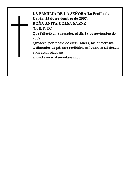 DOÑA ANITA COLSA SAENZ